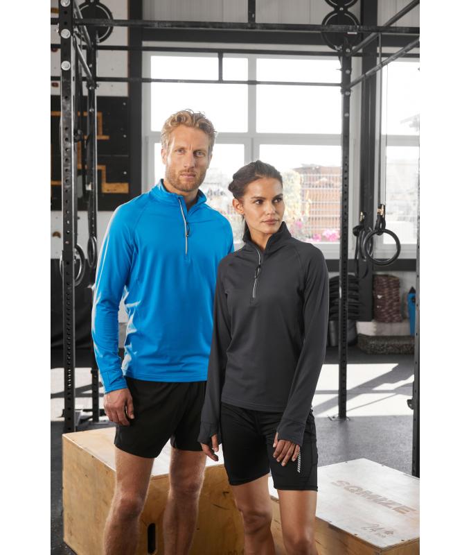 Herren Men's Sports Shirt Half-Zip Bright-blue 8599