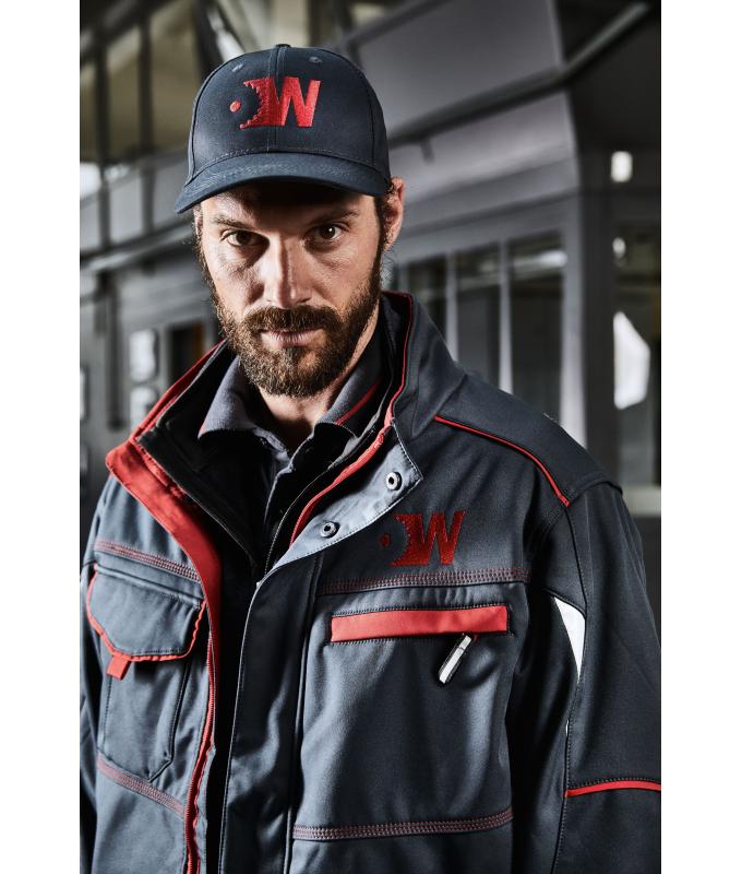 Unisexe Veste workwear softshell - COLOR - Carbone/rouge 8528
