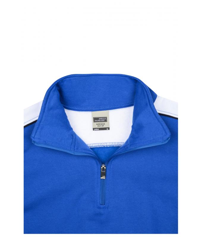 Unisex Workwear Half-Zip Sweat - COLOR - White/royal 8542