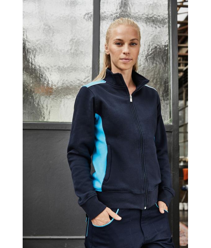 Damen Ladies' Workwear Sweat Jacket - COLOR - Royal/white 8543