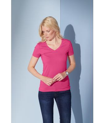 Femme T-shirt femme extensible col V Rouge 7985