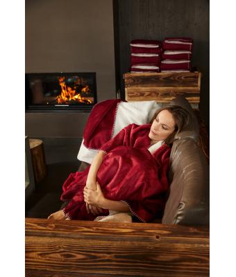 Unisex Cosy Hearth Blanket Dieprood/naturel 8020