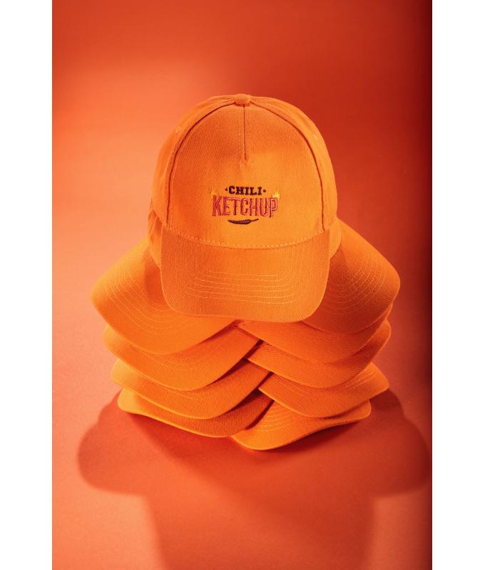 Unisex 5 Panel Cap Heavy Cotton Orange 7643