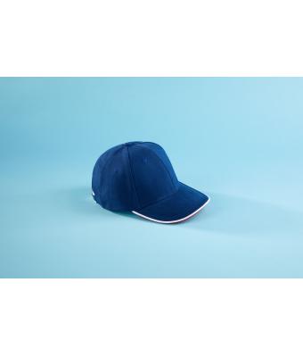 Unisex 6 Panel Double Sandwich Cap Light-grey/red/black 7724