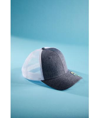 Unisex 6 Panel Mesh Cap Melange Navy-melange/white 10455