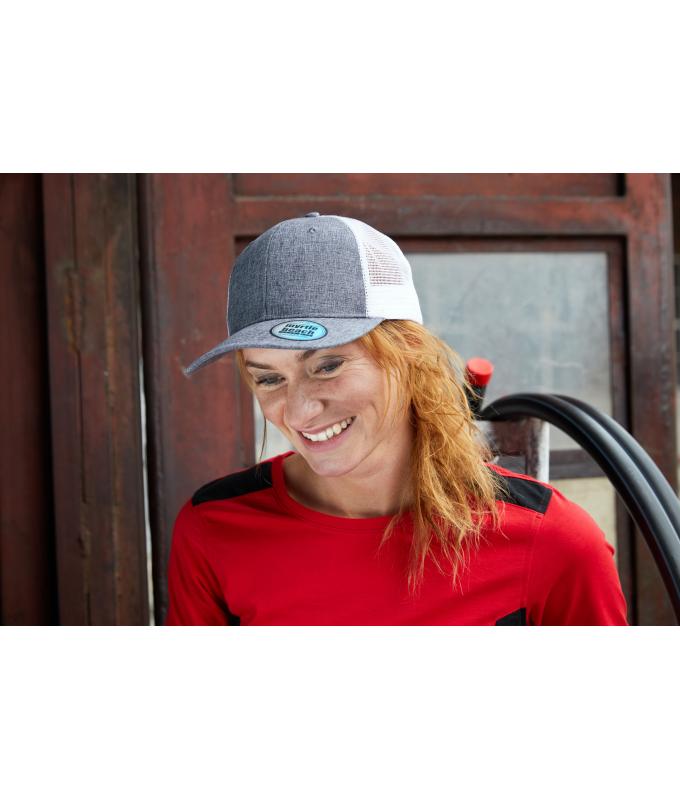 Unisex 6 Panel Mesh Cap Melange White/grey-melange/black 10455