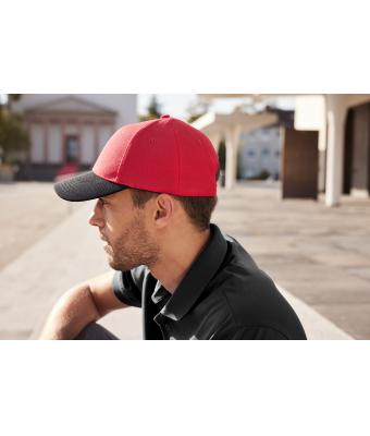 Unisex 6 Panel Mesh Cap Rood/zwart 11191