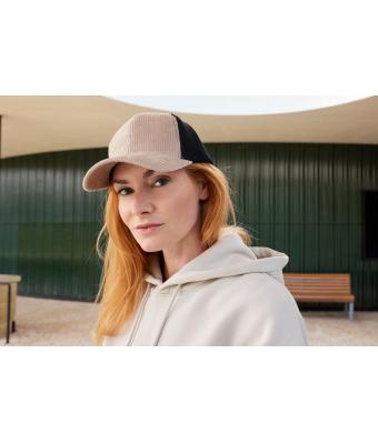 Unisex 6 Panel Corduroy-Mesh Cap  Organic Cotton Black/black 12027