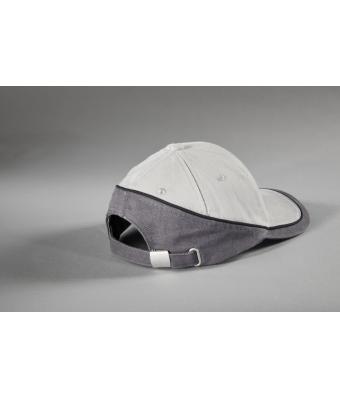 Unisex 6 Panel Turbo Piping Cap Beige/zwart/donkergrijs 7739