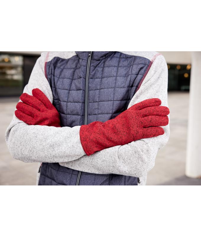Unisex Fleece-Gloves Red-melange 11192