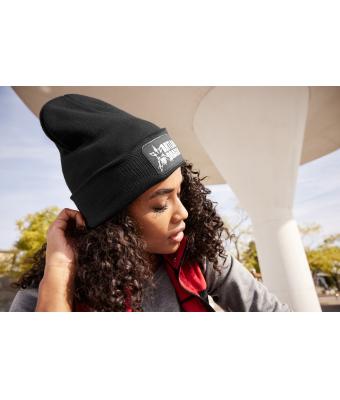 Unisex Knitted Beanie with Patch (10cm x 5cm) Navy 11120