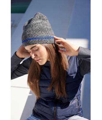 Unisex Coarse Knitted Beanie Zwart-melange/royal 11444