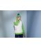 Unisex Pompon Hat with Contrast Stripe Orange/aqua 8110