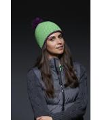 Unisex Pompon Hat with Contrast Stripe Navy/white 8110