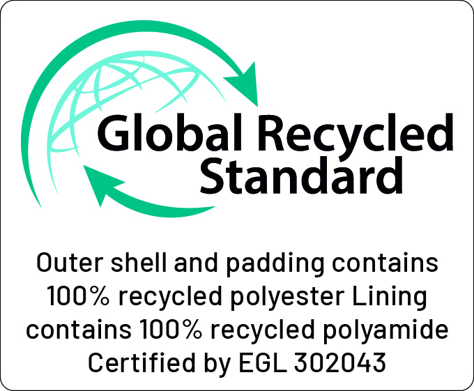 GRS Outer shell and padding 100% Lining 100% polyamide GRS Outer shell and padding 100% Lining 100% polyamide