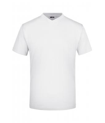 Unisexe T-shirt col V Blanc 7181