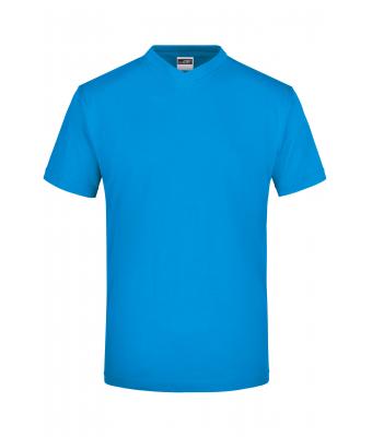 Unisexe T-shirt col V Turquoise 7181