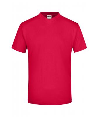 Unisexe T-shirt col V Rouge 7181