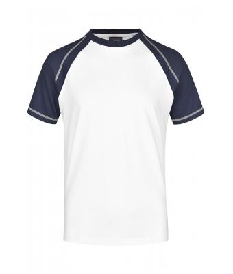 Homme T-shirt bicolore homme 160 g/m² Blanc/marine 7188
