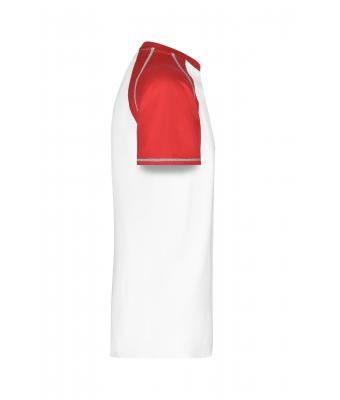 Homme T-shirt bicolore homme 160 g/m² Blanc/rouge 7188