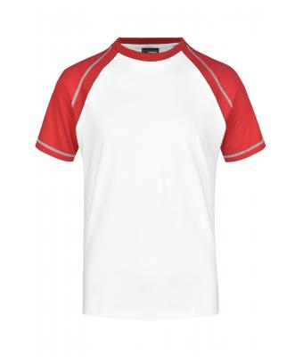 Homme T-shirt bicolore homme 160 g/m² Blanc/rouge 7188