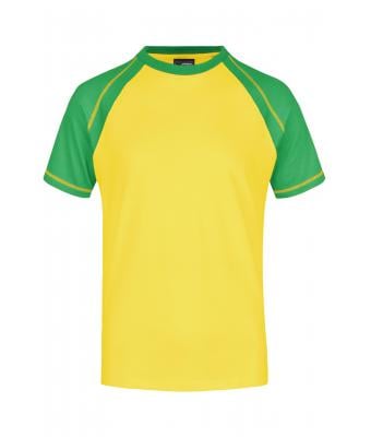 Homme T-shirt bicolore homme 160 g/m² Jaune/vert prairie 7188
