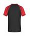 Homme T-shirt bicolore homme 160 g/m² Noir/rouge 7188