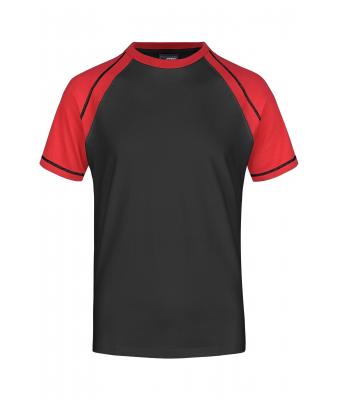 Homme T-shirt bicolore homme 160 g/m² Noir/rouge 7188
