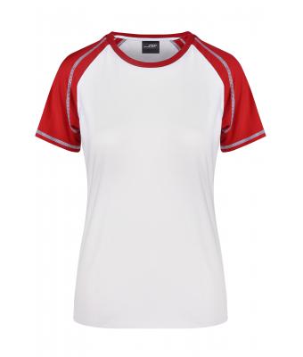 Damen Ladies' Raglan-T White/red 7189