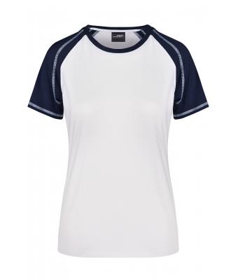 Femme Tee-shirt bicolore femme 160 g/m² Blanc/marine 7189