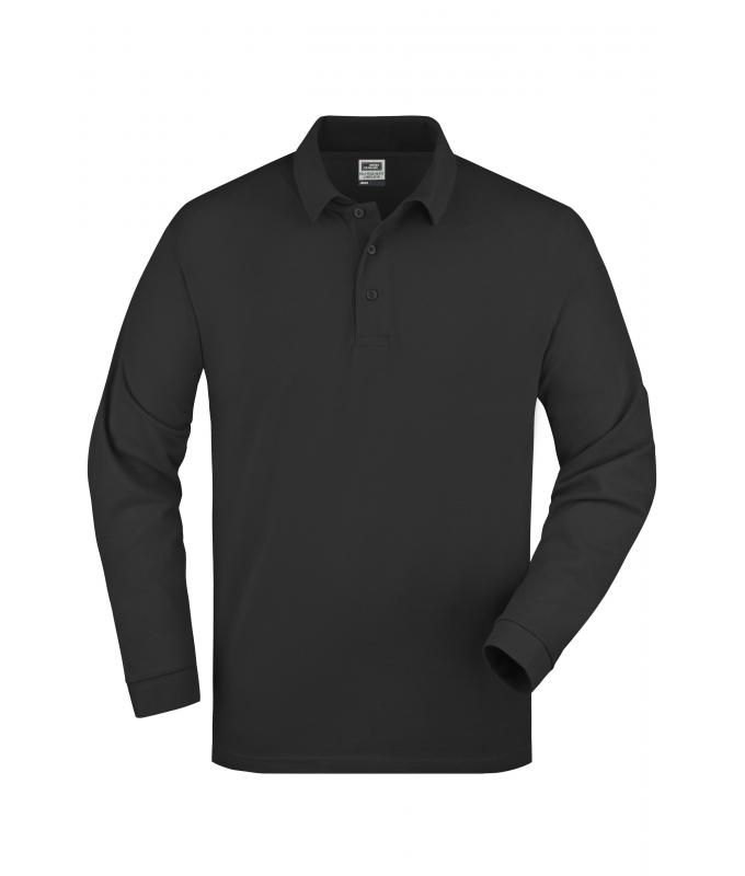Unisexe Polo piqué manches longues homme Noir 7200