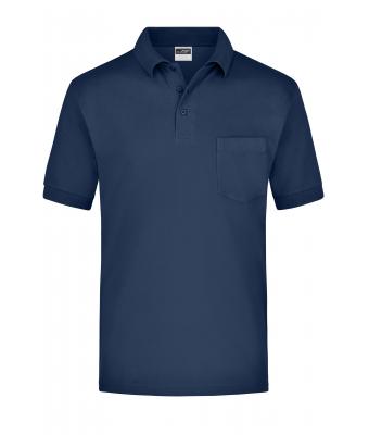 Heren Polo Piqué Pocket Navy 7204