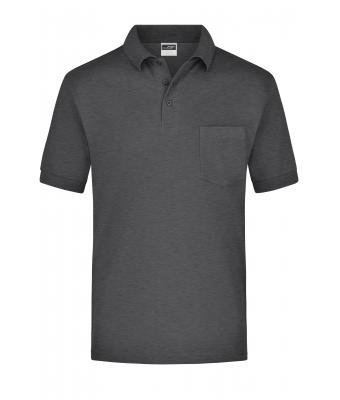 Heren Polo Piqué Pocket Antraciet-melange 7204