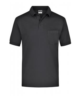 Heren Polo Piqué Pocket Zwart 7204