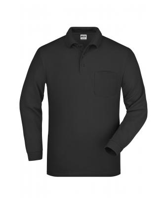 Men Polo Piqué Long-Sleeved Black 7994