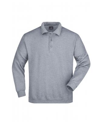 Unisexe Sweat-shirt col polo Gris-chiné 7211