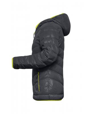 Femme Veste duvet à capuche femme Carbone/jaune-acide 8102