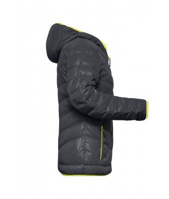 Femme Veste duvet à capuche femme Carbone/jaune-acide 8102