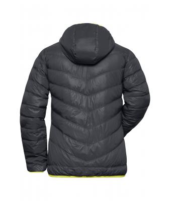 Femme Veste duvet à capuche femme Carbone/jaune-acide 8102
