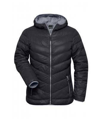 Femme Veste duvet à capuche femme Noir/gris 8102