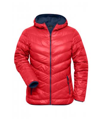 Femme Veste duvet à capuche femme Rouge/marine 8102