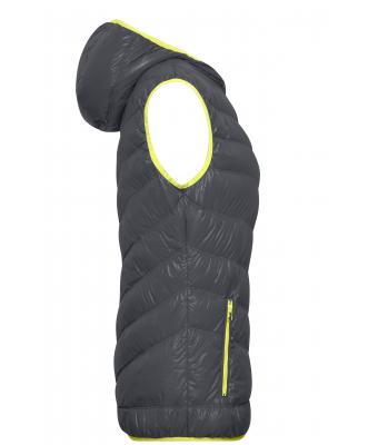 Femme Bodywarmer duvet à capuche femme Carbone/jaune-acide 8104
