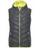 Femme Bodywarmer duvet à capuche femme Carbone/jaune-acide 8104