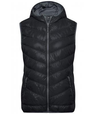 Femme Bodywarmer duvet à capuche femme Noir/gris 8104