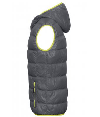 Homme Bodywarmer duvet à capuche homme Carbone/jaune-acide 8105