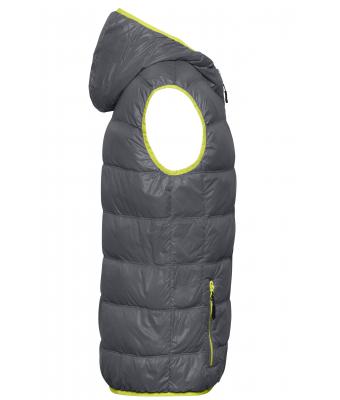 Homme Bodywarmer duvet à capuche homme Carbone/jaune-acide 8105