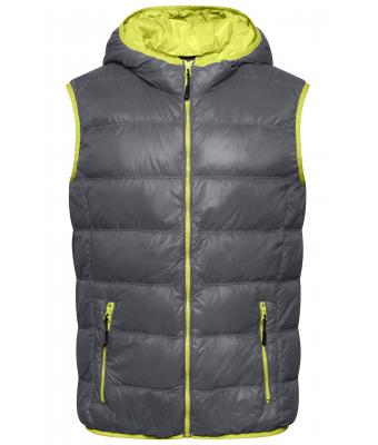 Homme Bodywarmer duvet à capuche homme Carbone/jaune-acide 8105