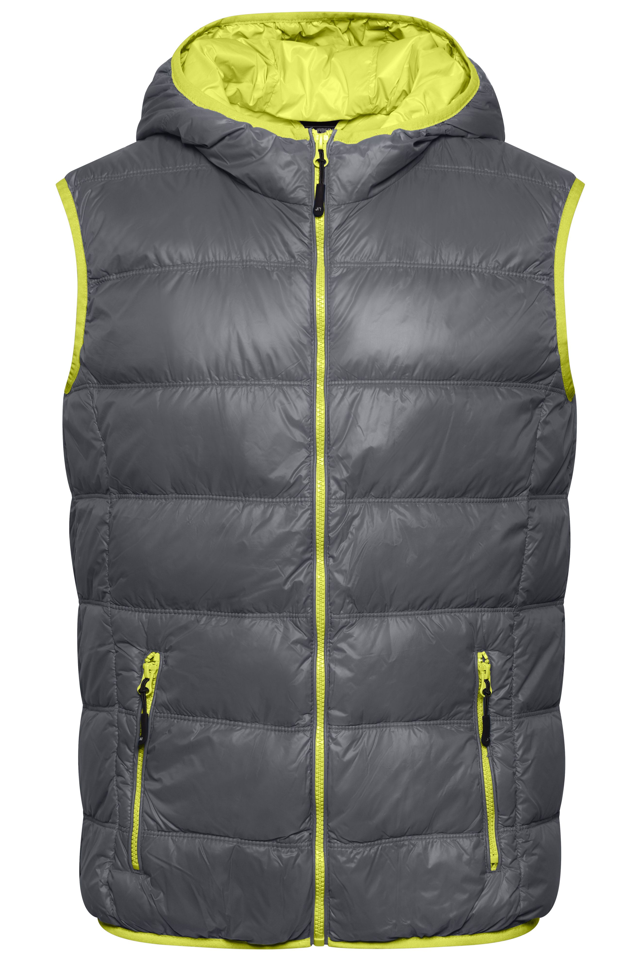Men Men's Down Vest Carbon/acidyellowDaiber