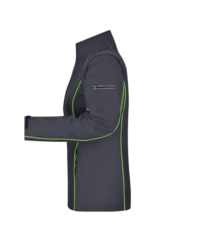 Damen Ladies' Zip-Off Softshell Jacket Iron-grey/green 8405