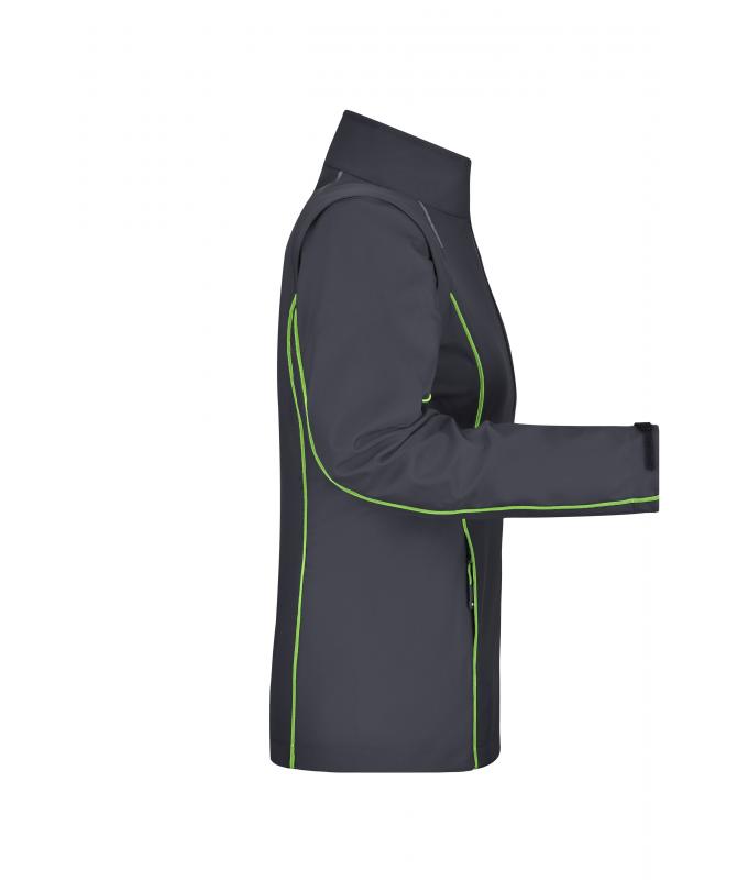 Damen Ladies' Zip-Off Softshell Jacket Iron-grey/green 8405